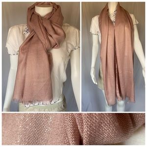 Cynthia Rowley shimmer pinkish tan scarf acrylic